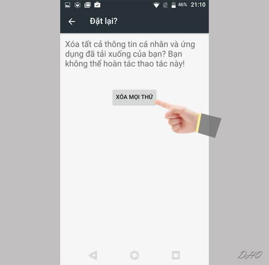 Chọn xóa mọi thứ